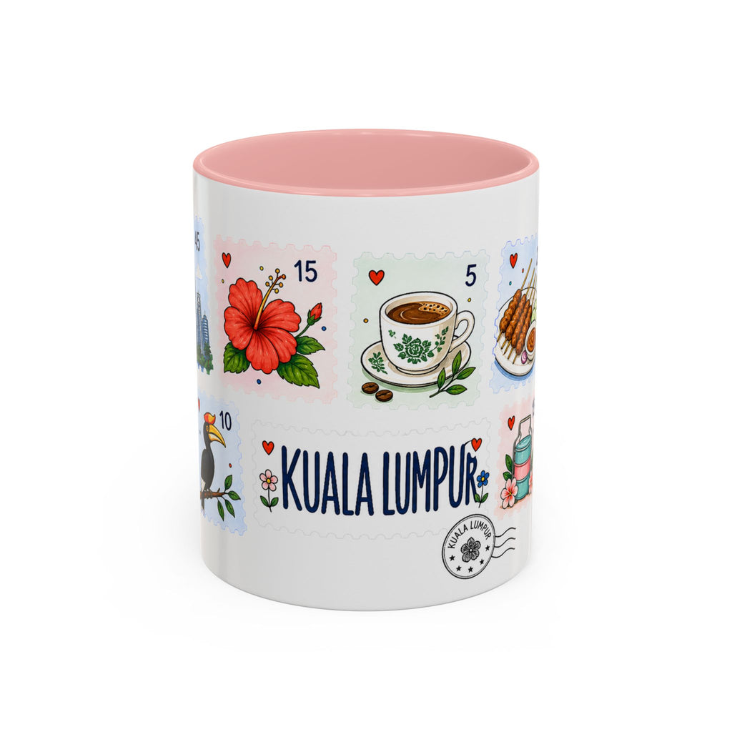 Kuala Lumpur Coffee Mug | Postage Stamp Collage Mug | Travel Souvenir Accent Cup 11oz 15oz