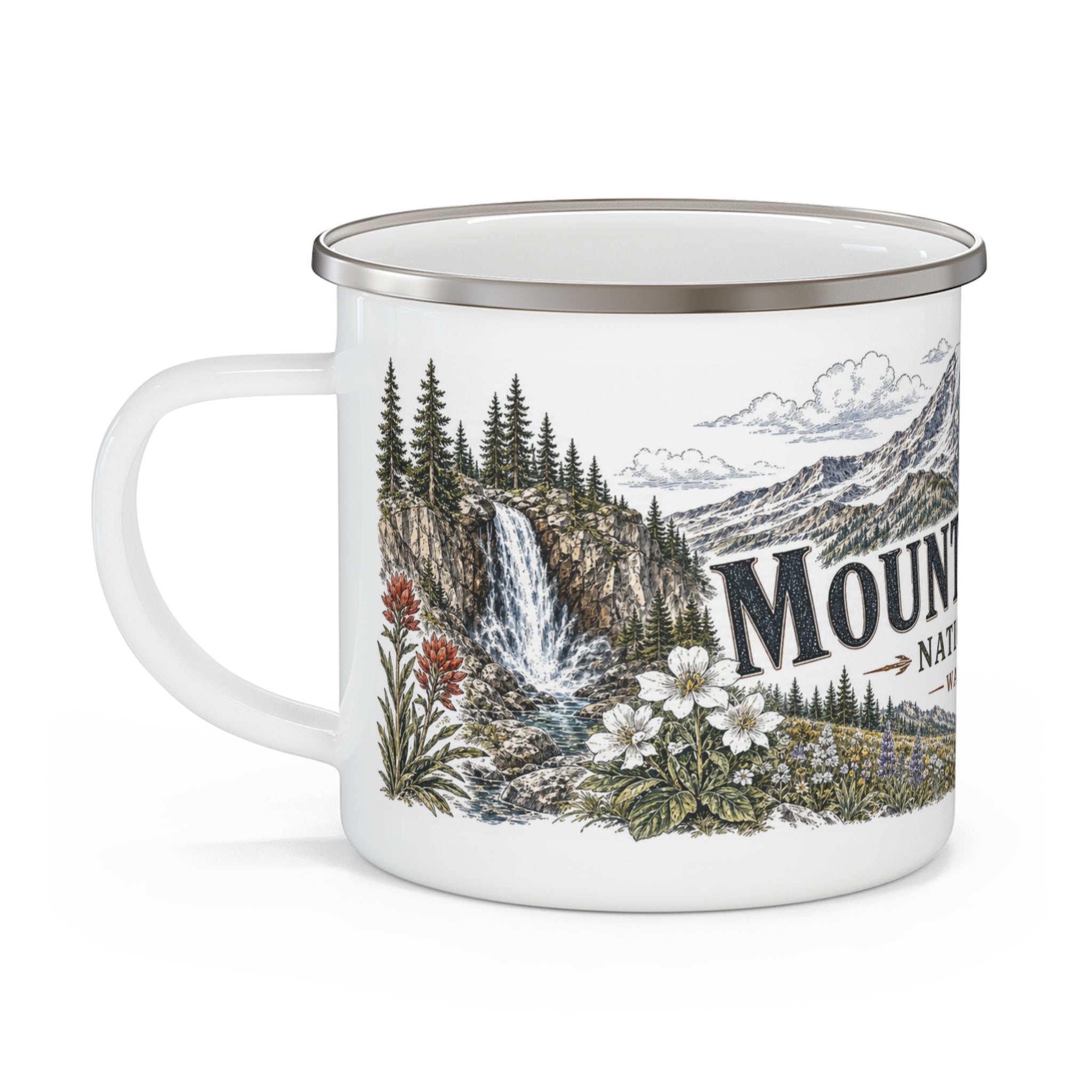Mount Rainier National Park Vintage Enamel Camping Mug | 12oz National Park Hiking Gift