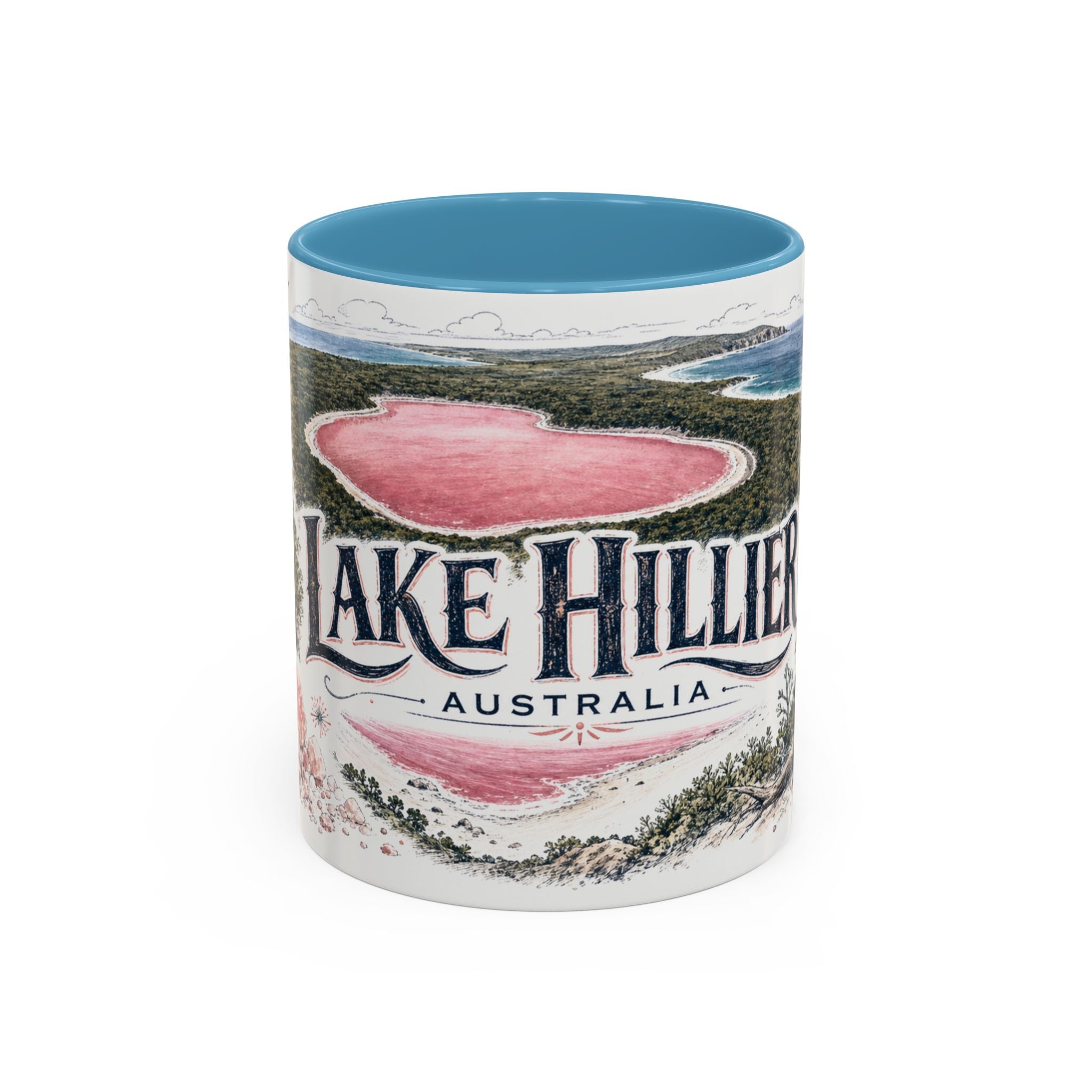 Lake Hillier Mug, Australia Travel Souvenir, Bucket List Gift, Accent Ceramic Coffee Mug 11oz 15oz