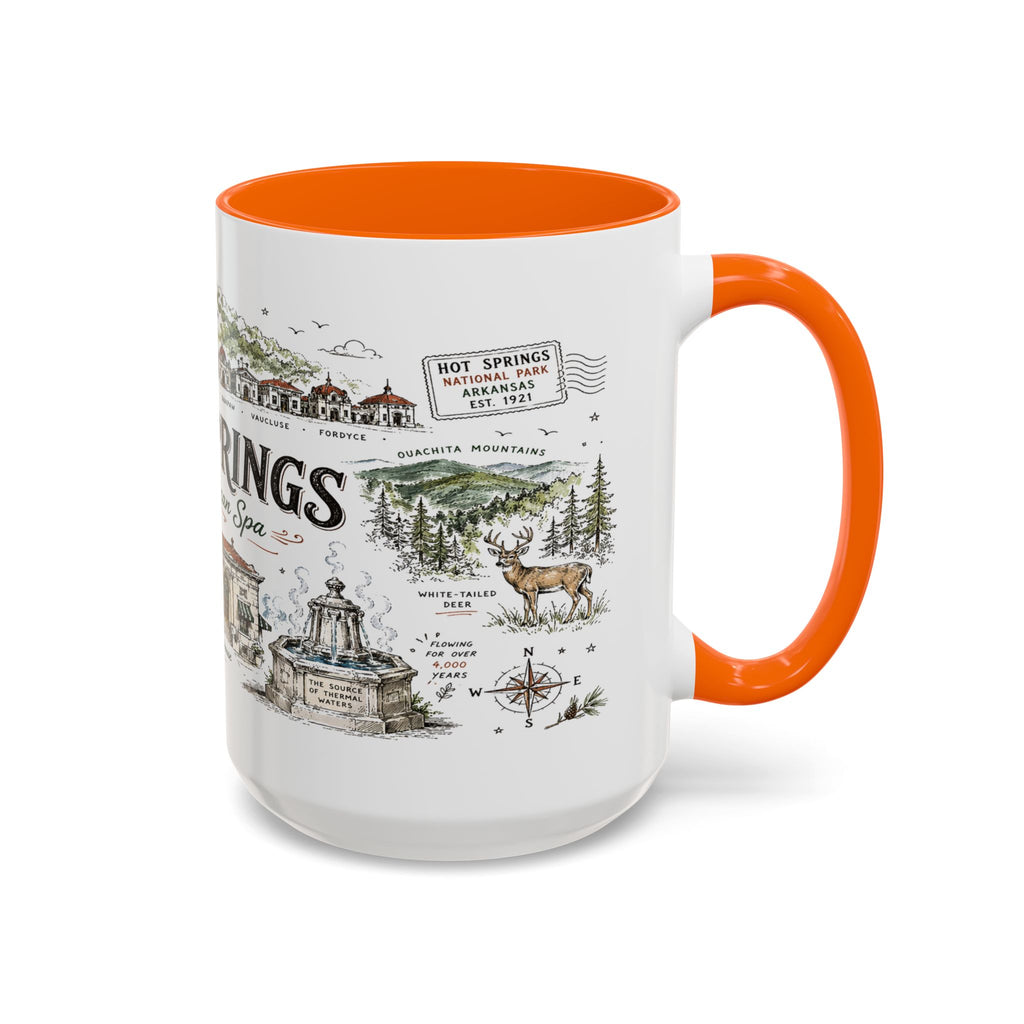 Hot Springs National Park Coffee Mug | Arkansas Thermal Spring Spa Gift | Accent Color Ceramic 11oz 15oz