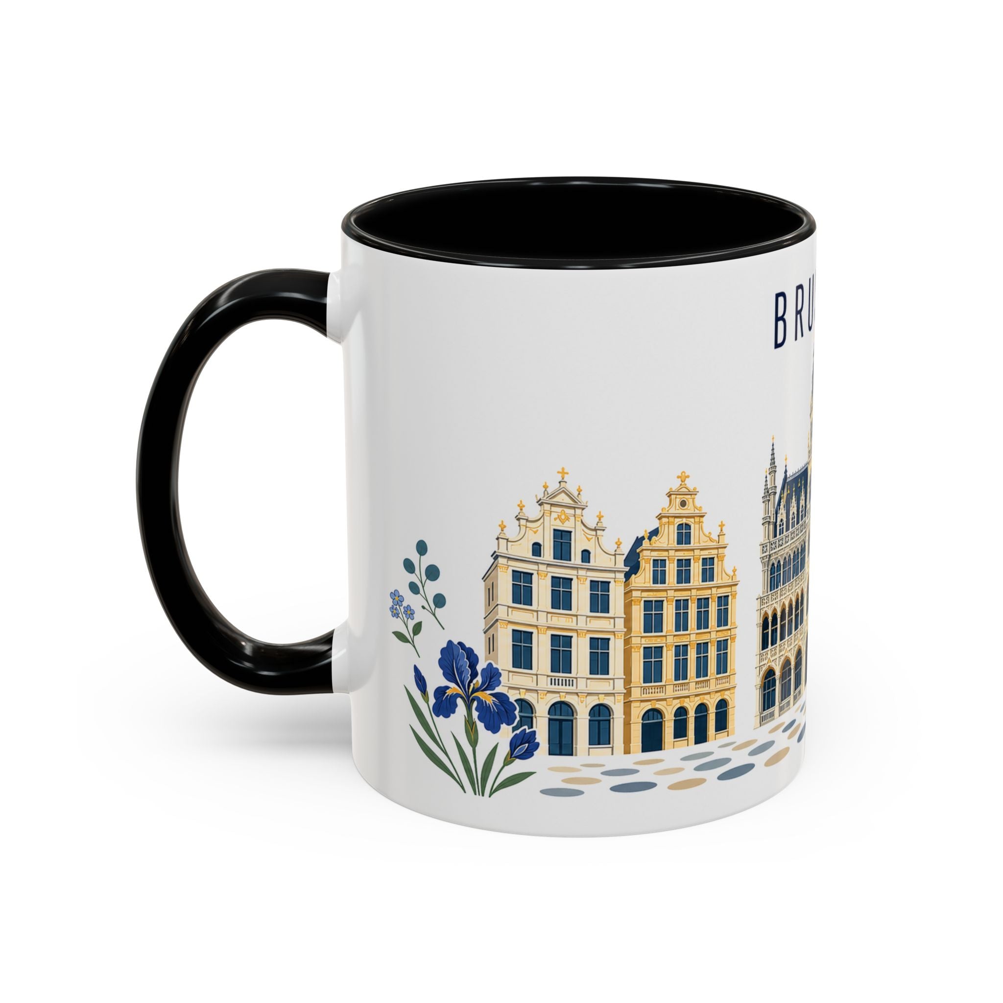 Brussels Coffee Mug | Belgium Travel Souvenir | Porcelain Decal City Gift | 11oz 15oz Accent Mug