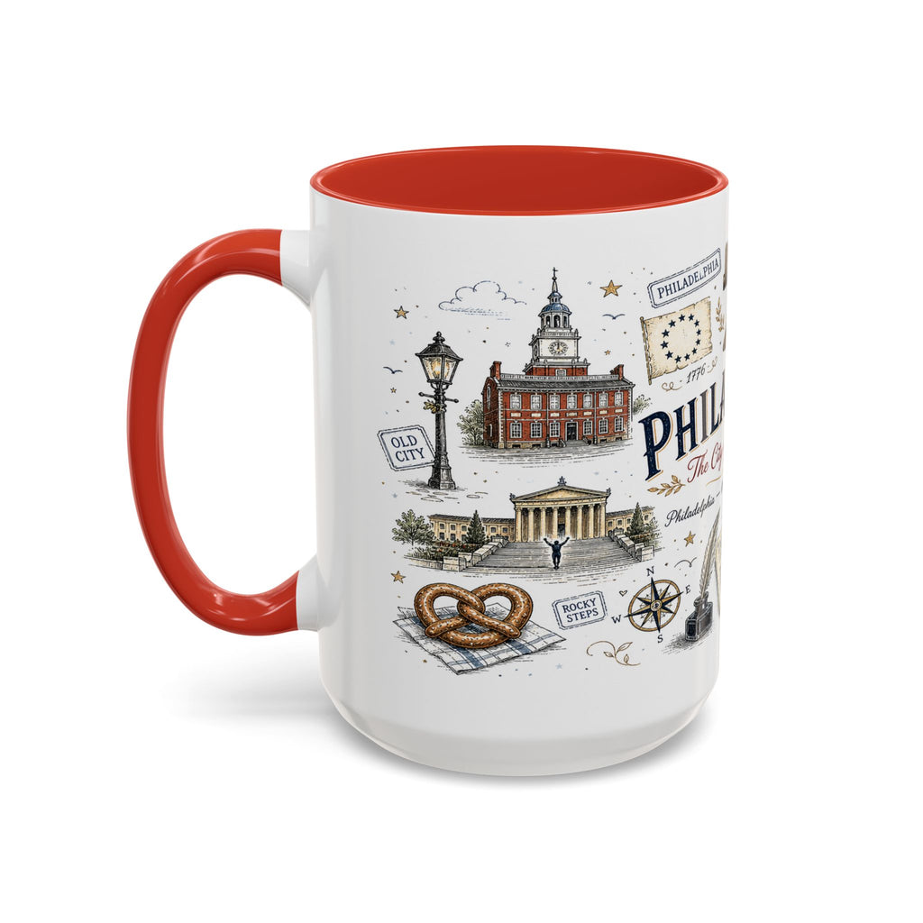 Philadelphia Coffee Mug | Pennsylvania Souvenir City Gift | Accent Color Ceramic 11oz 15oz