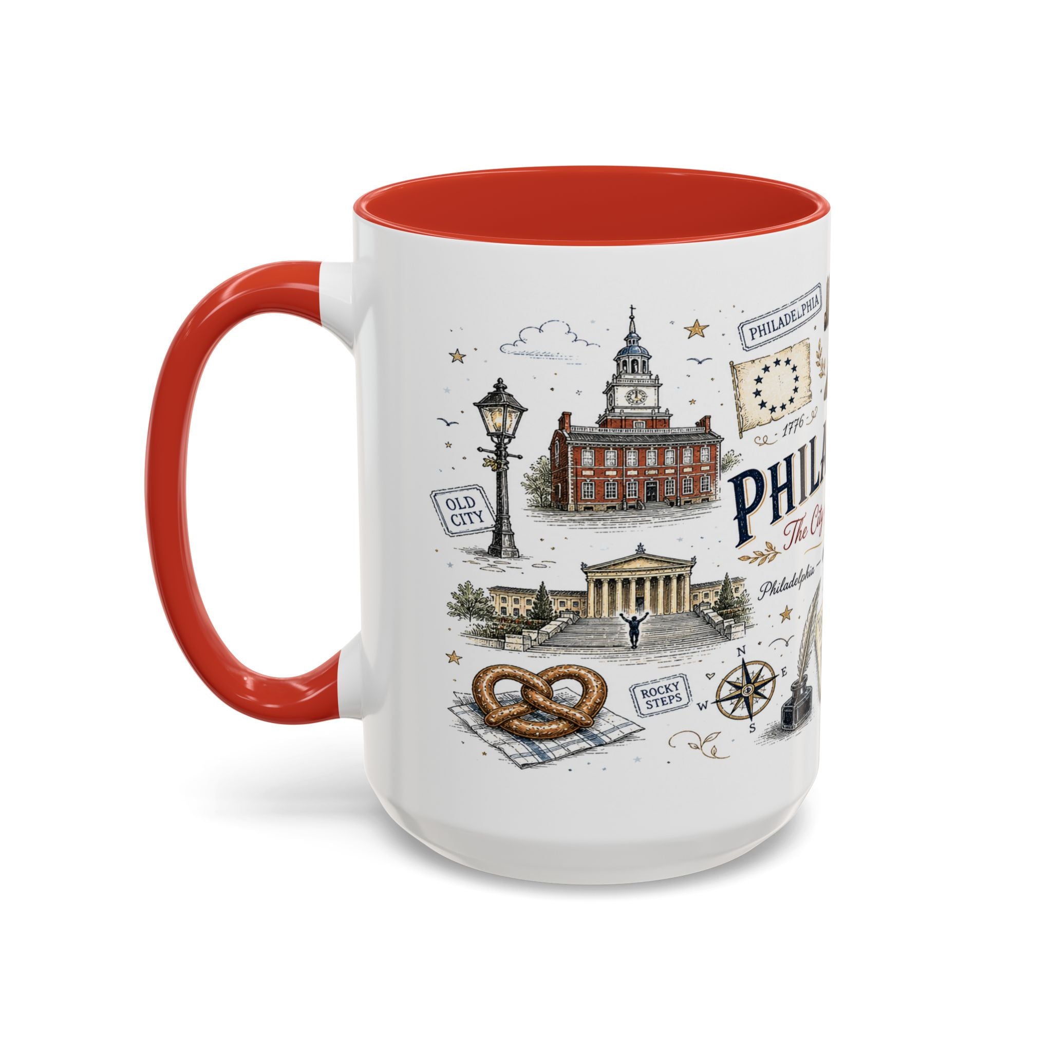 Philadelphia Coffee Mug | Pennsylvania Souvenir City Gift | Accent Color Ceramic 11oz 15oz