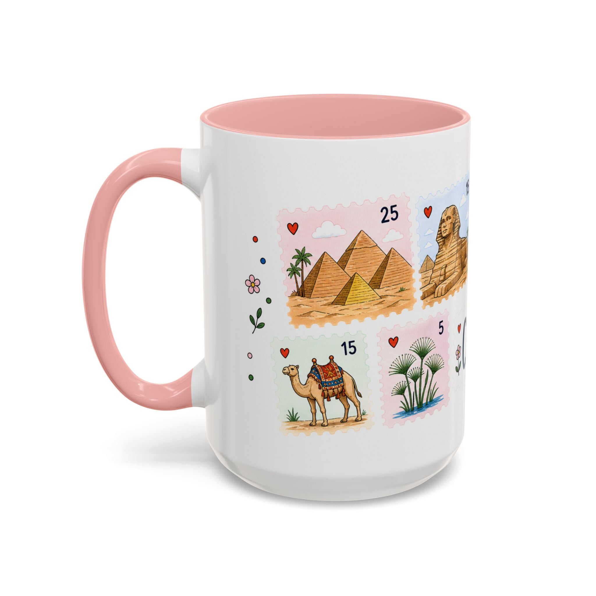 Cairo Coffee Mug | Postage Stamp Collage Mug | Travel Souvenir Accent Cup 11oz 15oz