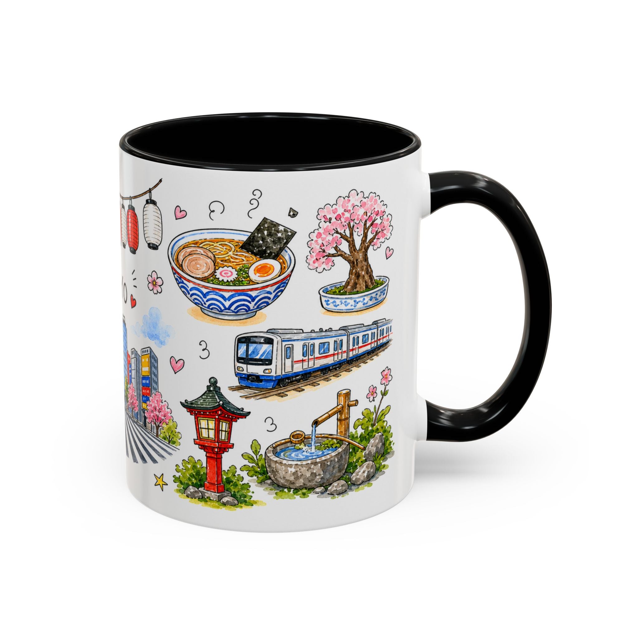 Tokyo Illustrated Travel Mug | City Souvenir Accent Coffee Mug | 11oz 15oz Ceramic Cup