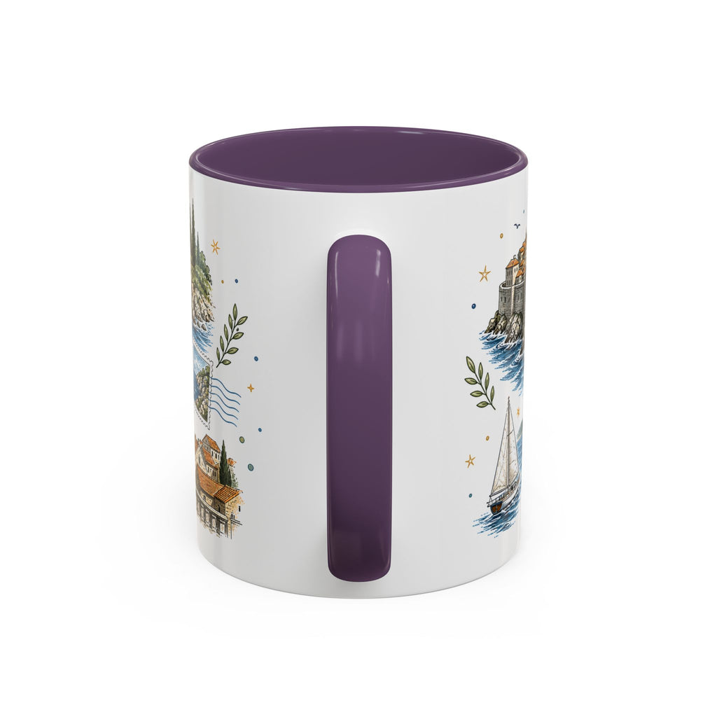 Dubrovnik Coast Coffee Mug | Travel Destination Souvenir Gift | Accent Color Ceramic 11oz 15oz