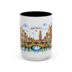 Bruges Illustrated Travel Mug | Belgium Souvenir Accent Coffee Mug | 11oz 15oz Ceramic Cup