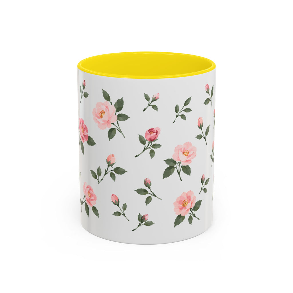 New York Rose Mug, State Flower Floral Coffee Cup, 11oz Botanical Gift