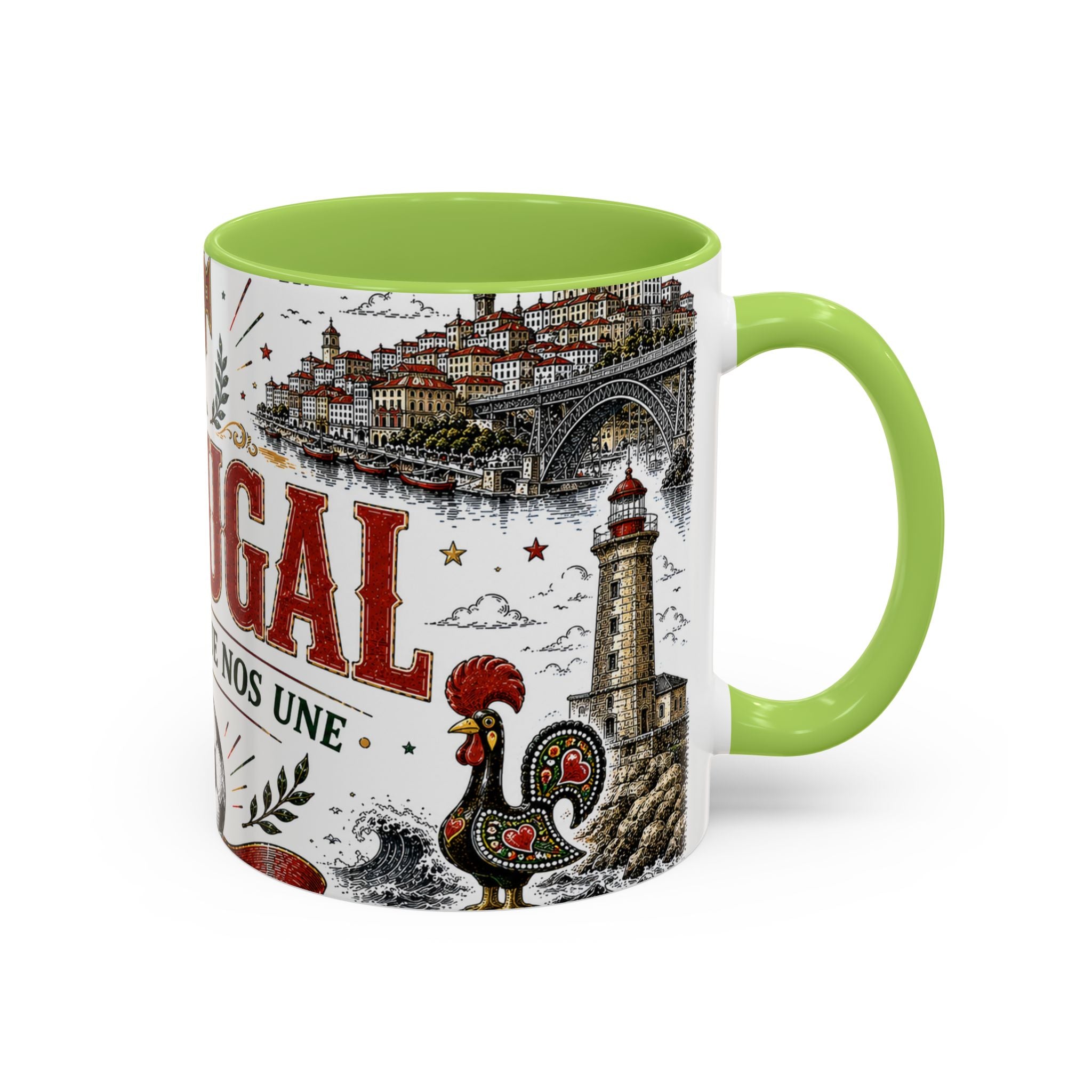 Portugal Soccer Coffee Mug | World Cup Fan Gift | Accent Color Ceramic 11oz 15oz Match Day Cup