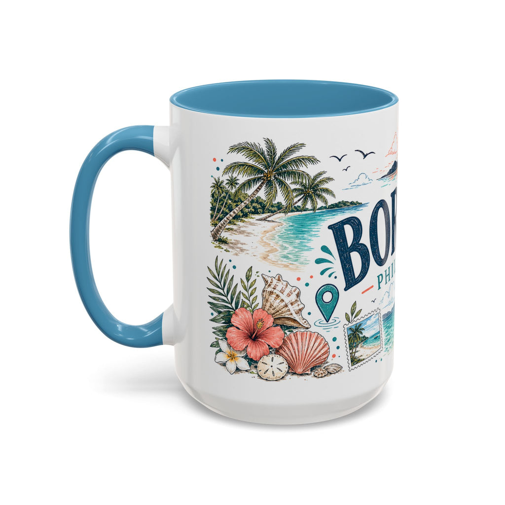 Boracay Coffee Mug | Travel Destination Souvenir Gift | Accent Color Ceramic 11oz 15oz