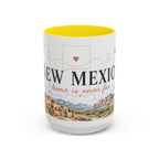 New Mexico State Map Mug | Desert Scenery, Yucca Flower Accent Coffee Cup
