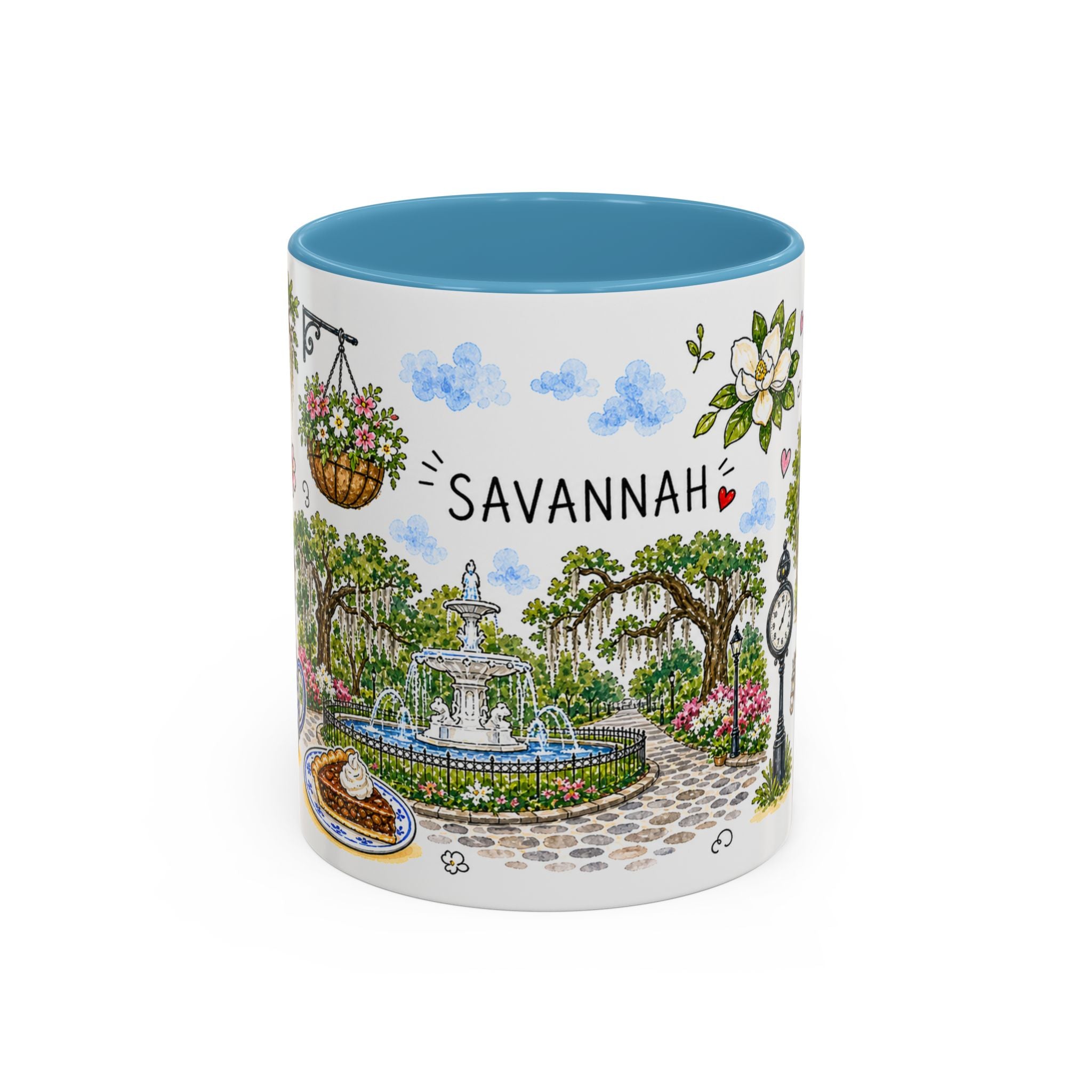 Savannah Illustrated Travel Mug | City Souvenir Accent Coffee Mug | 11oz 15oz Ceramic Cup