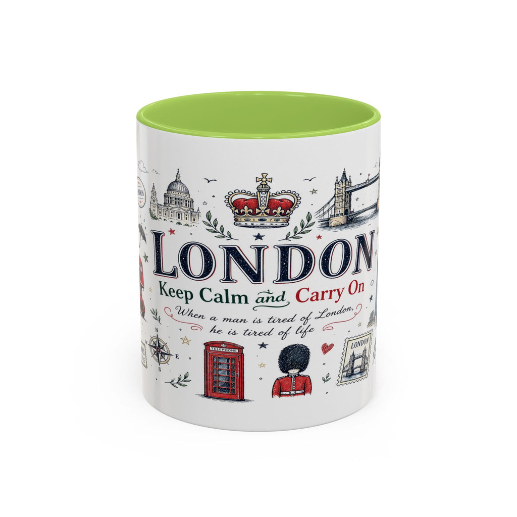 London Coffee Mug | England Souvenir Travel Gift | Accent Color Ceramic 11oz 15oz