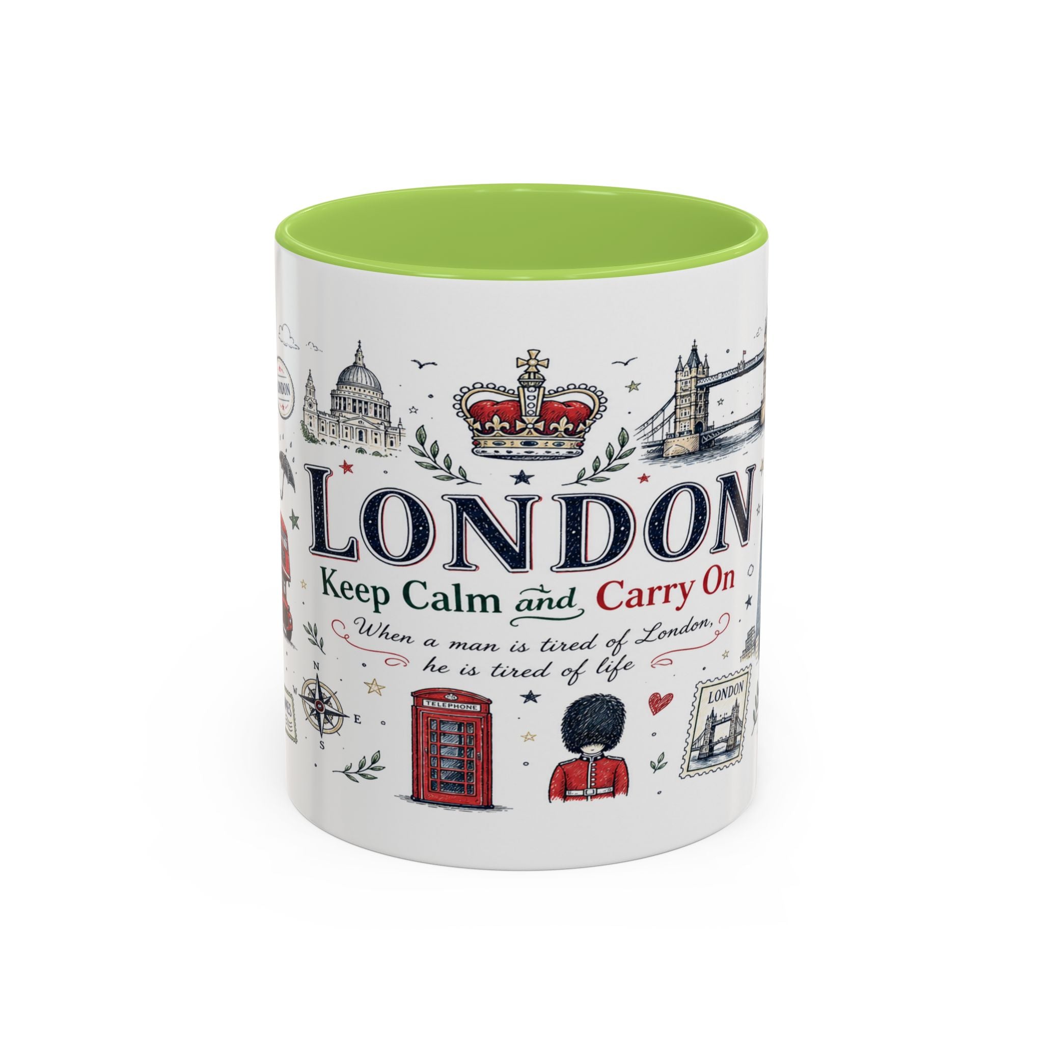 London Coffee Mug | England Souvenir Travel Gift | Accent Color Ceramic 11oz 15oz