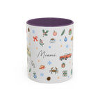 Miami Christmas Mug | Watercolor Art Deco City Souvenir (11oz/15oz)