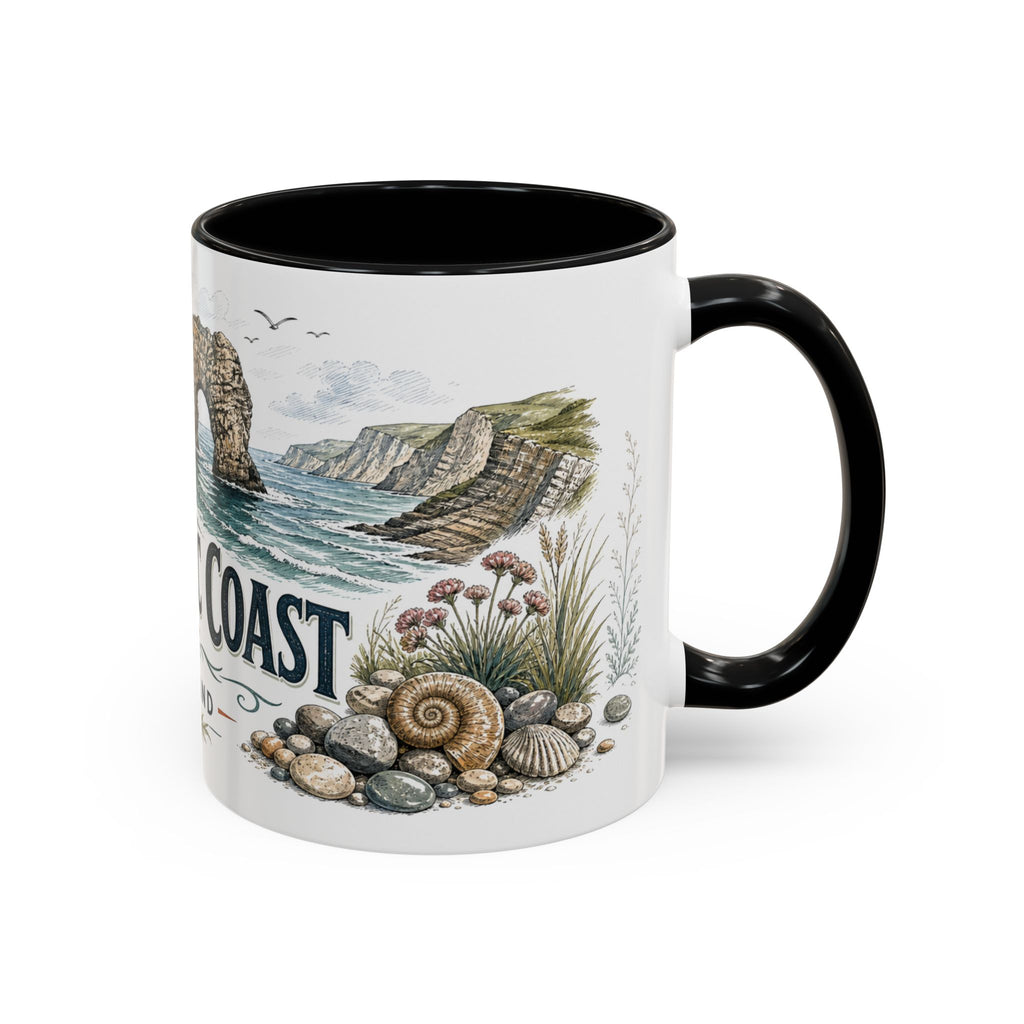 Jurassic Coast Mug, England Travel Souvenir, Bucket List Gift, Accent Ceramic Coffee Mug 11oz 15oz