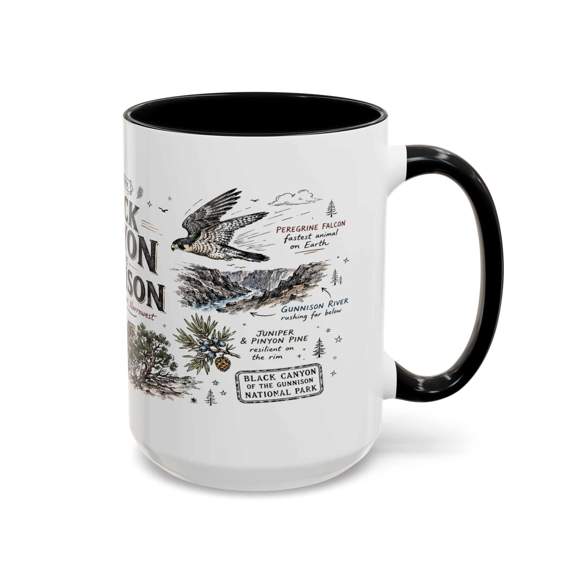 Black Canyon of the Gunnison National Park Coffee Mug | Colorado Deep Canyon Hiking Gift | Accent Color Ceramic 11oz 15oz