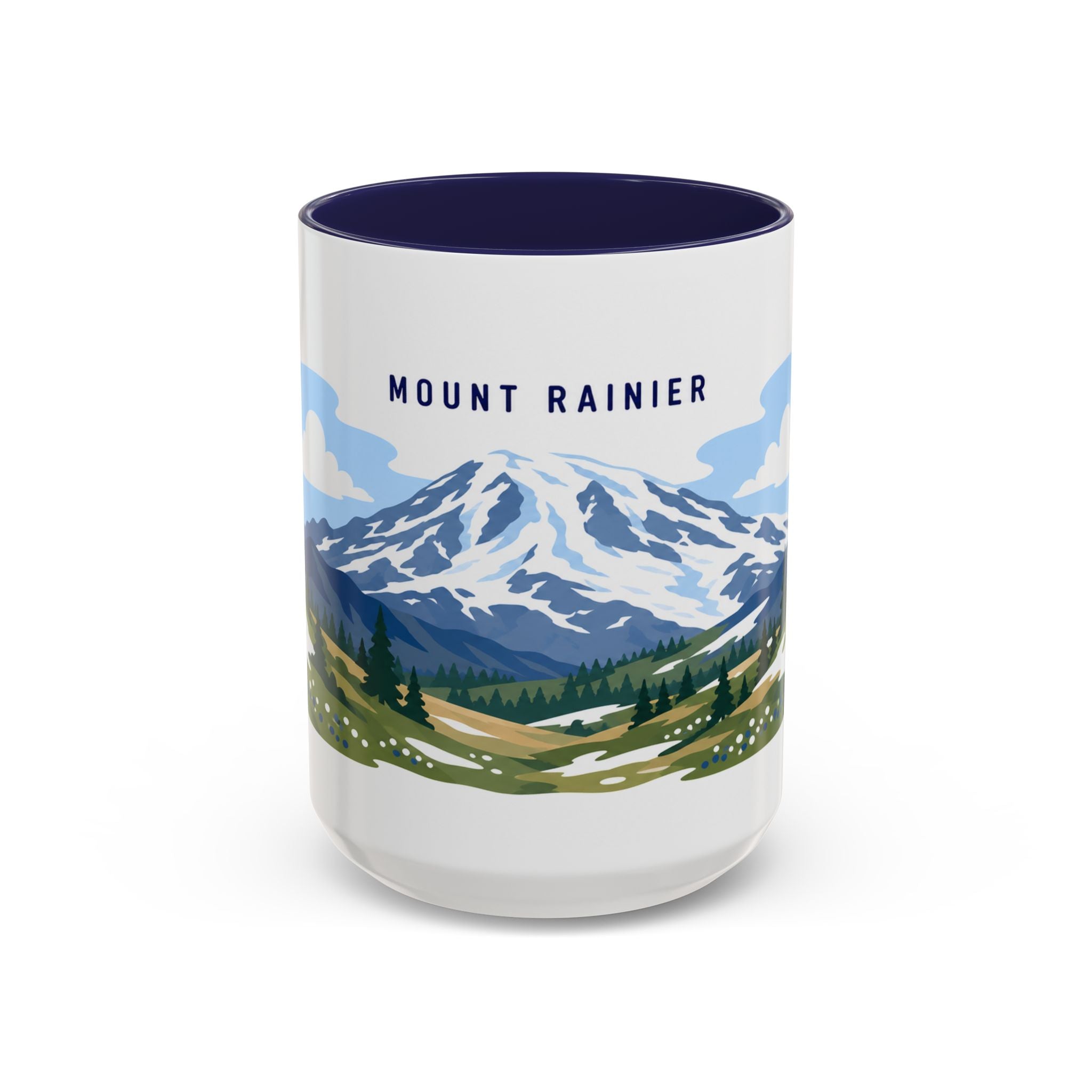 Mount Rainier National Park Coffee Mug | Solid Color Block Park Souvenir | 11oz 15oz Accent Mug