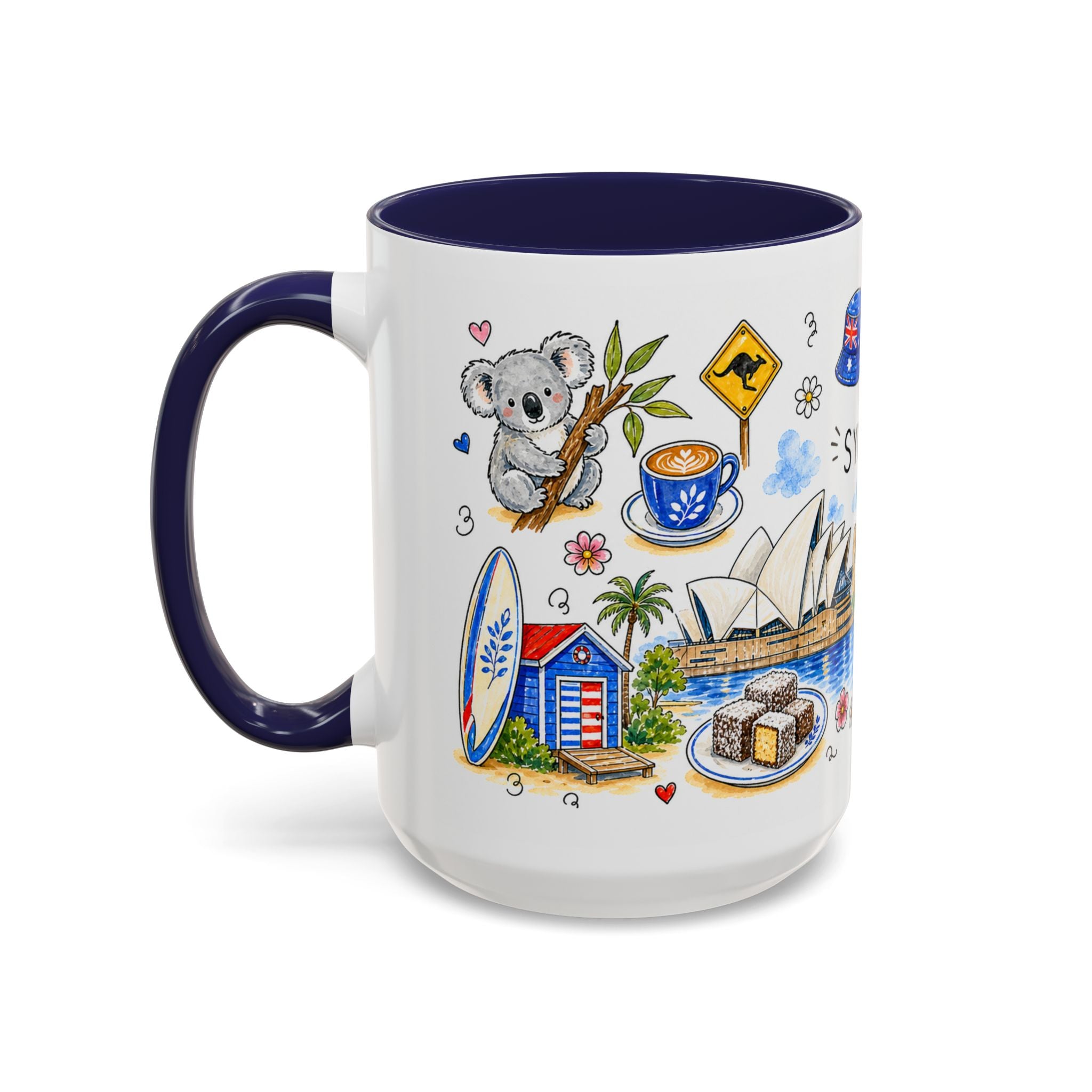 Sydney Illustrated Travel Mug | City Souvenir Accent Coffee Mug | 11oz 15oz Ceramic Cup