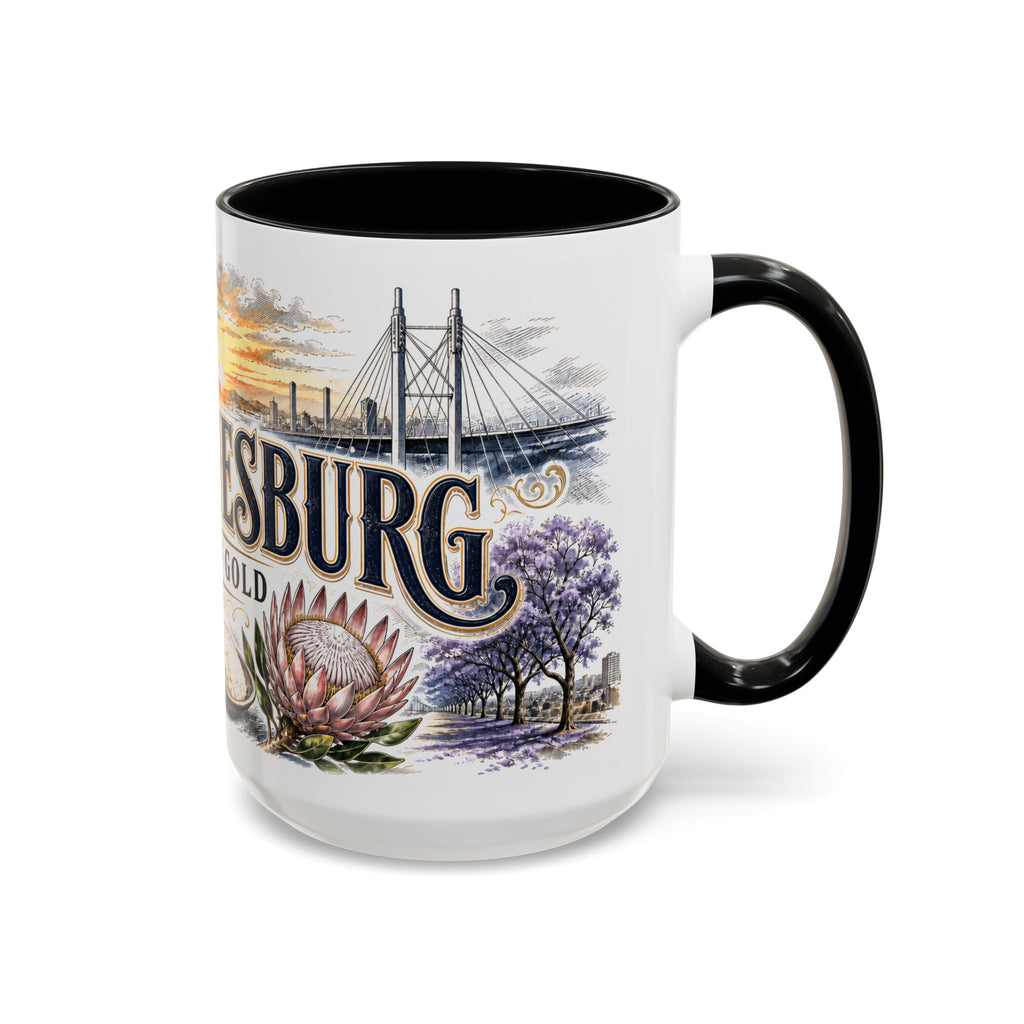 Johannesburg Coffee Mug | South Africa Travel Souvenir | Vintage Illustrated City Gift | 11 oz 15 oz Accent Mug
