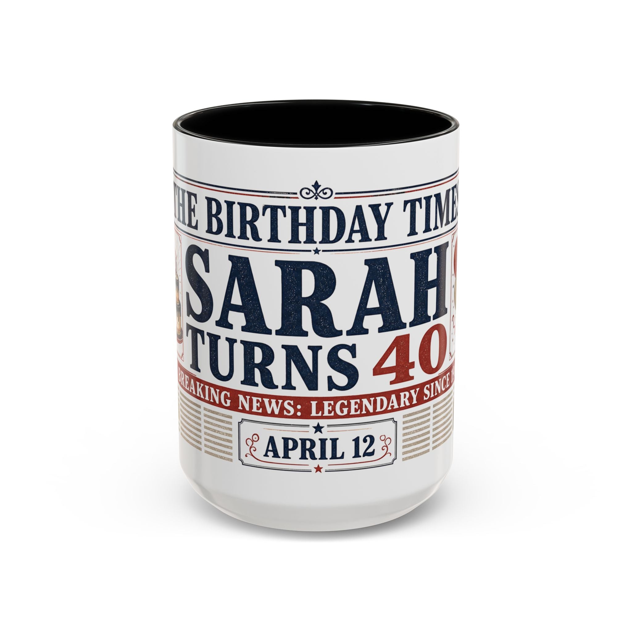 Birthday Newspaper Mug | Custom Name Age Date Gift | The Birthday Times Coffee Cup 11oz 15oz