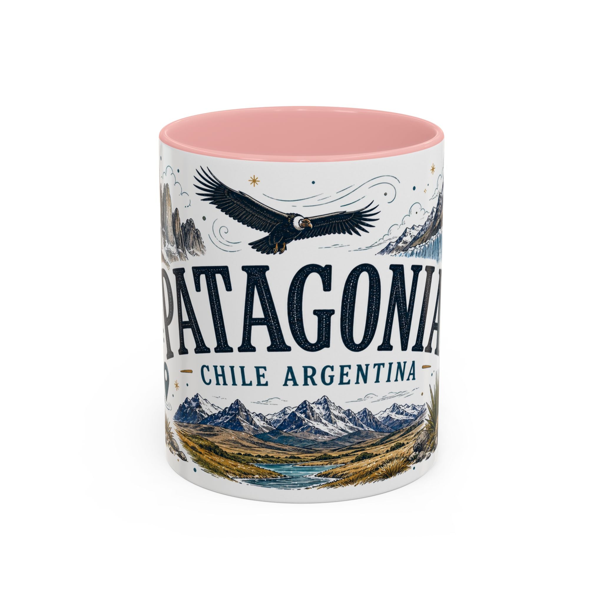 Patagonia Coffee Mug | Travel Destination Souvenir Gift | Accent Color Ceramic 11oz 15oz