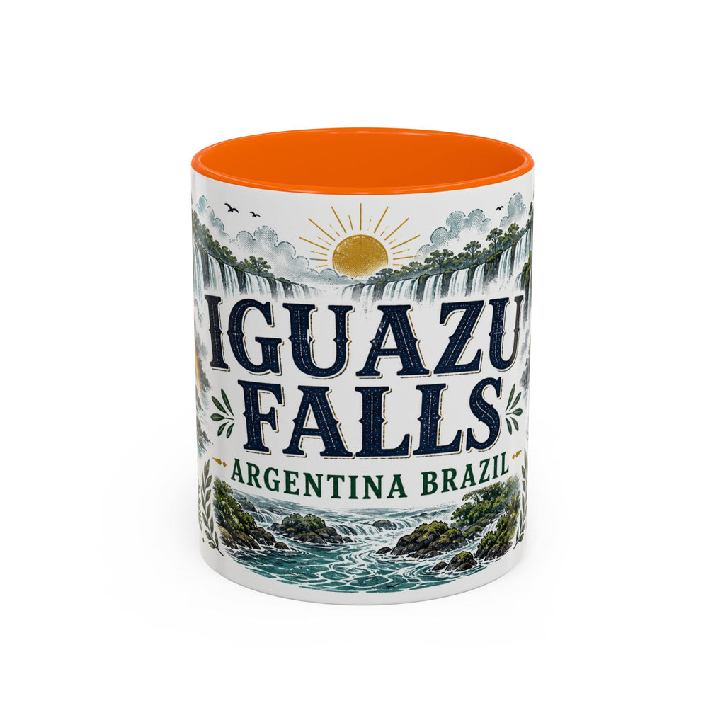 Iguazu Falls Coffee Mug | Travel Destination Souvenir Gift | Accent Color Ceramic 11oz 15oz