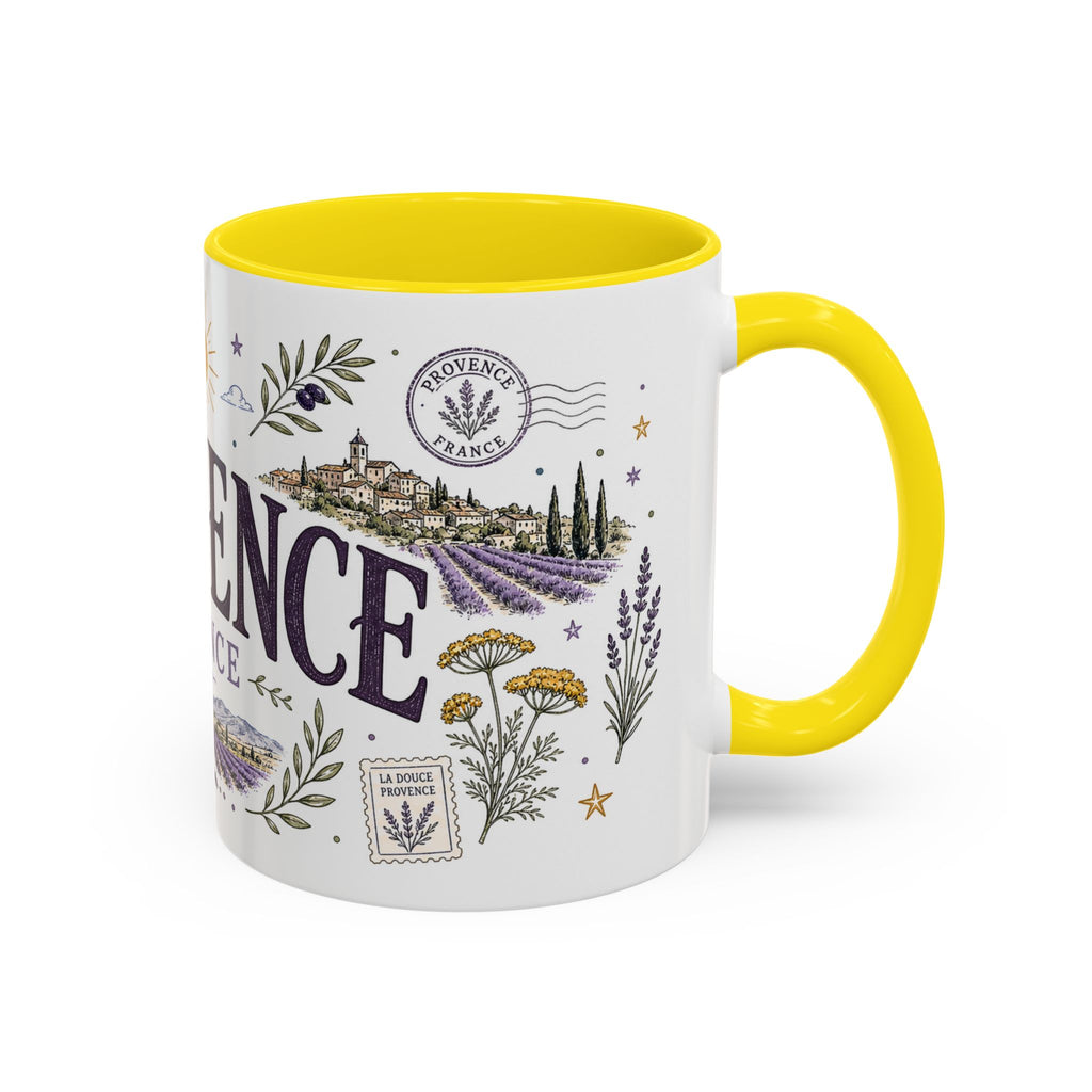 Provence Coffee Mug | Travel Destination Souvenir Gift | Accent Color Ceramic 11oz 15oz
