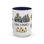 Baltimore Illustrated Travel Mug | City Souvenir Accent Coffee Mug | 11oz 15oz Ceramic Cup