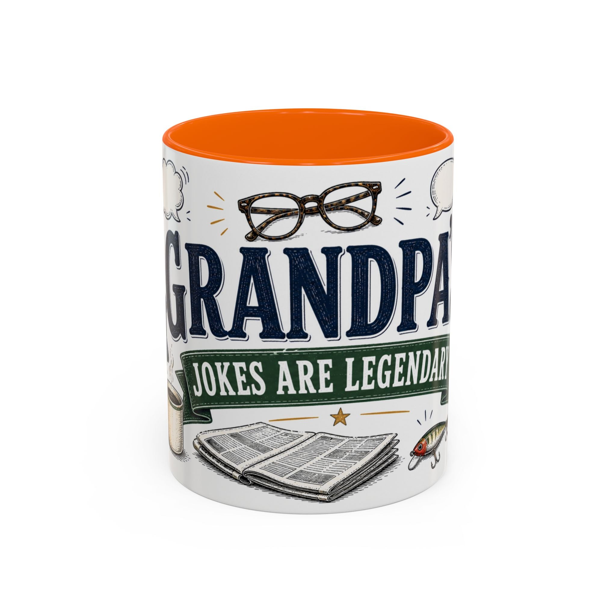 Grandpa's Jokes Are Legendary Coffee Mug | Funny Gift From Grandkids | Accent Ceramic 11oz 15oz