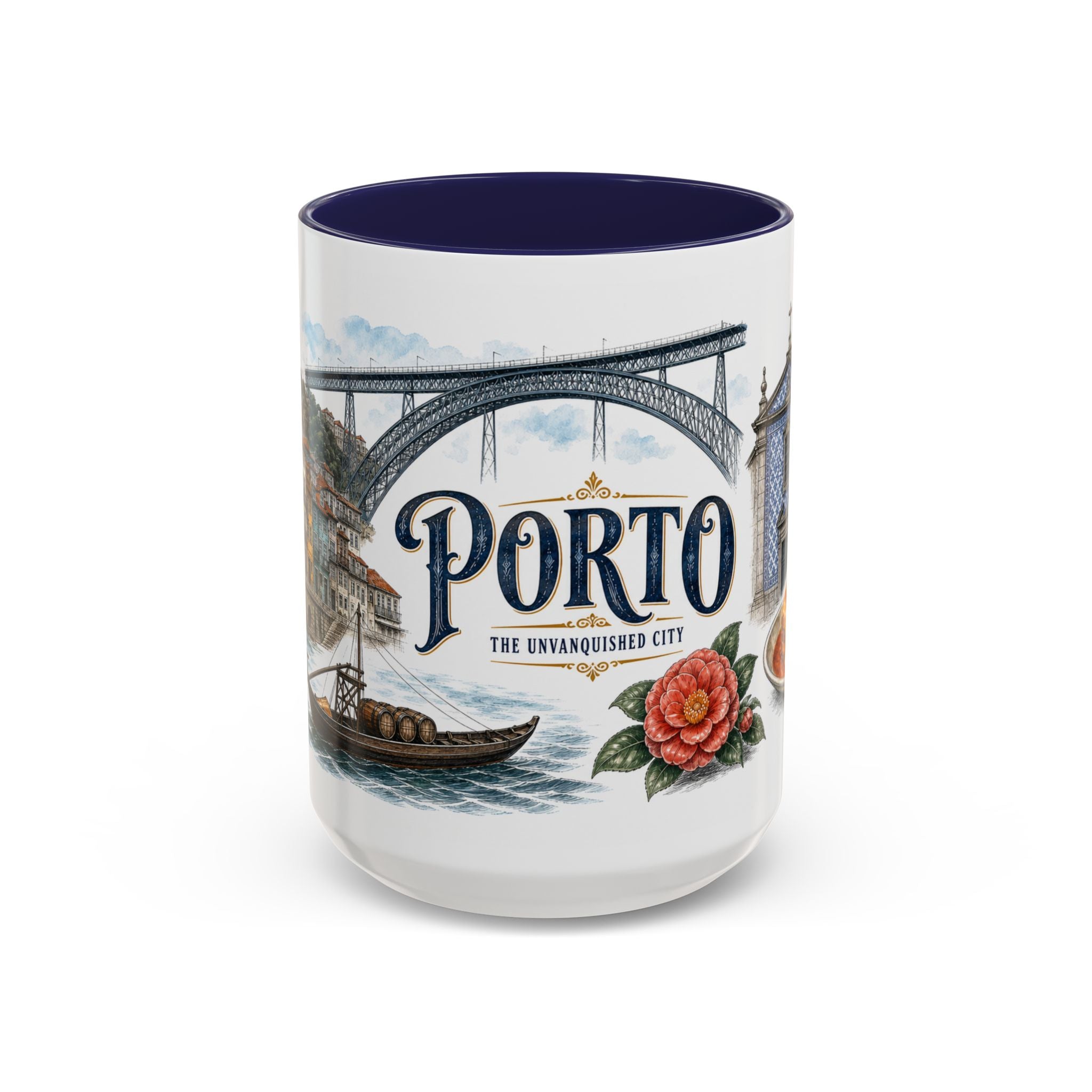 Porto Coffee Mug | Portugal Travel Souvenir | Vintage Illustrated City Gift | 11 oz 15 oz Accent Mug