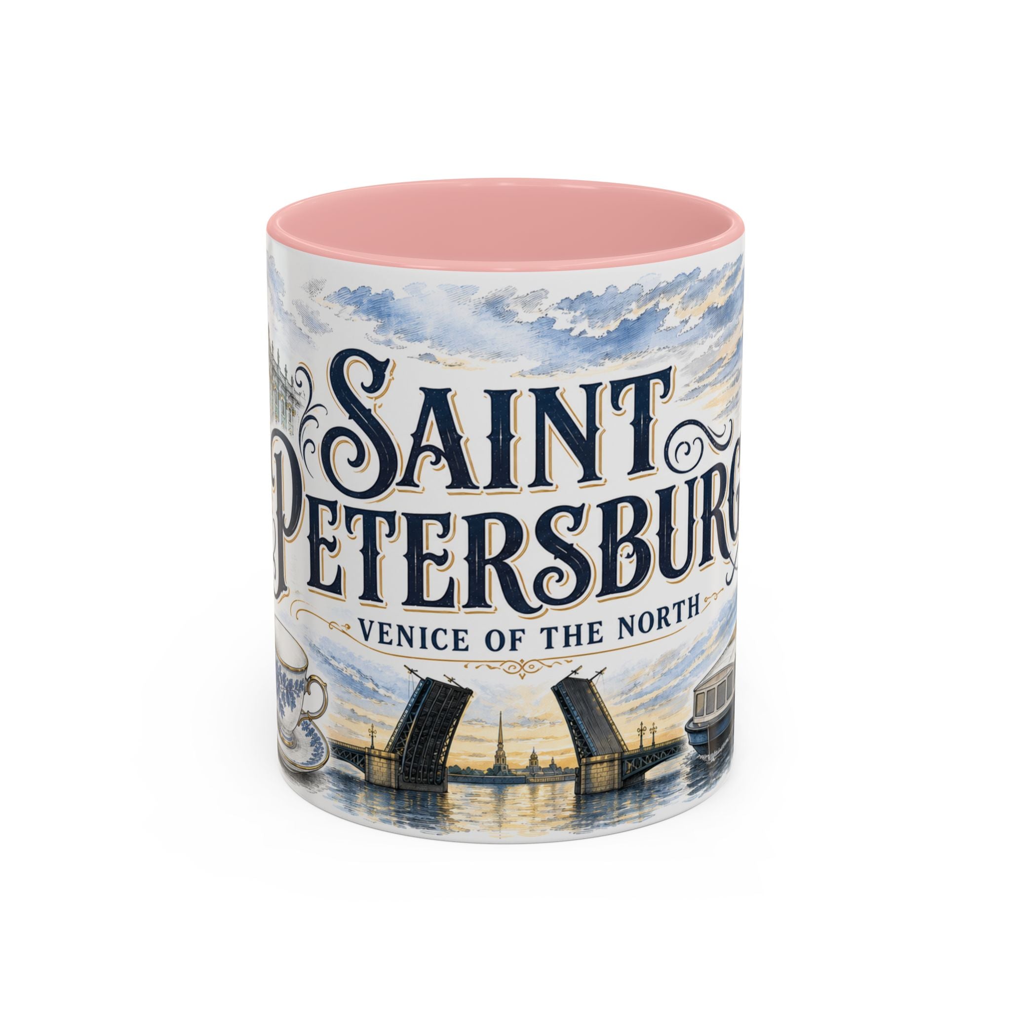 Saint Petersburg Coffee Mug | Russia Travel Souvenir | Vintage Illustrated City Gift | 11 oz 15 oz Accent Mug