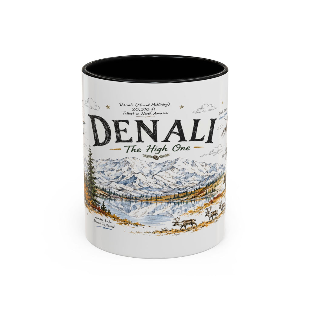Denali National Park Coffee Mug | Alaska National Park Hiking Gift | Accent Color Ceramic 11oz 15oz