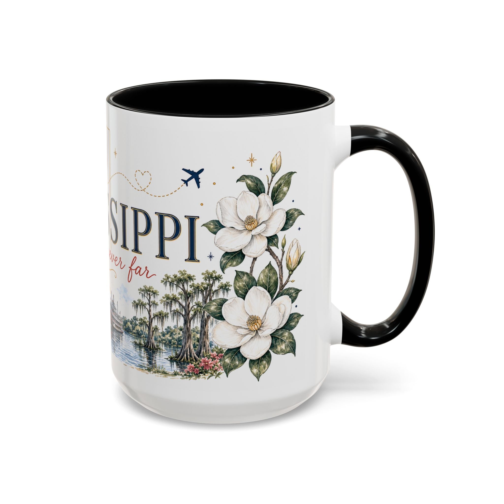 Mississippi State Map Mug | Moving Away, Homesick Gift | Botanical Accent Coffee Cup