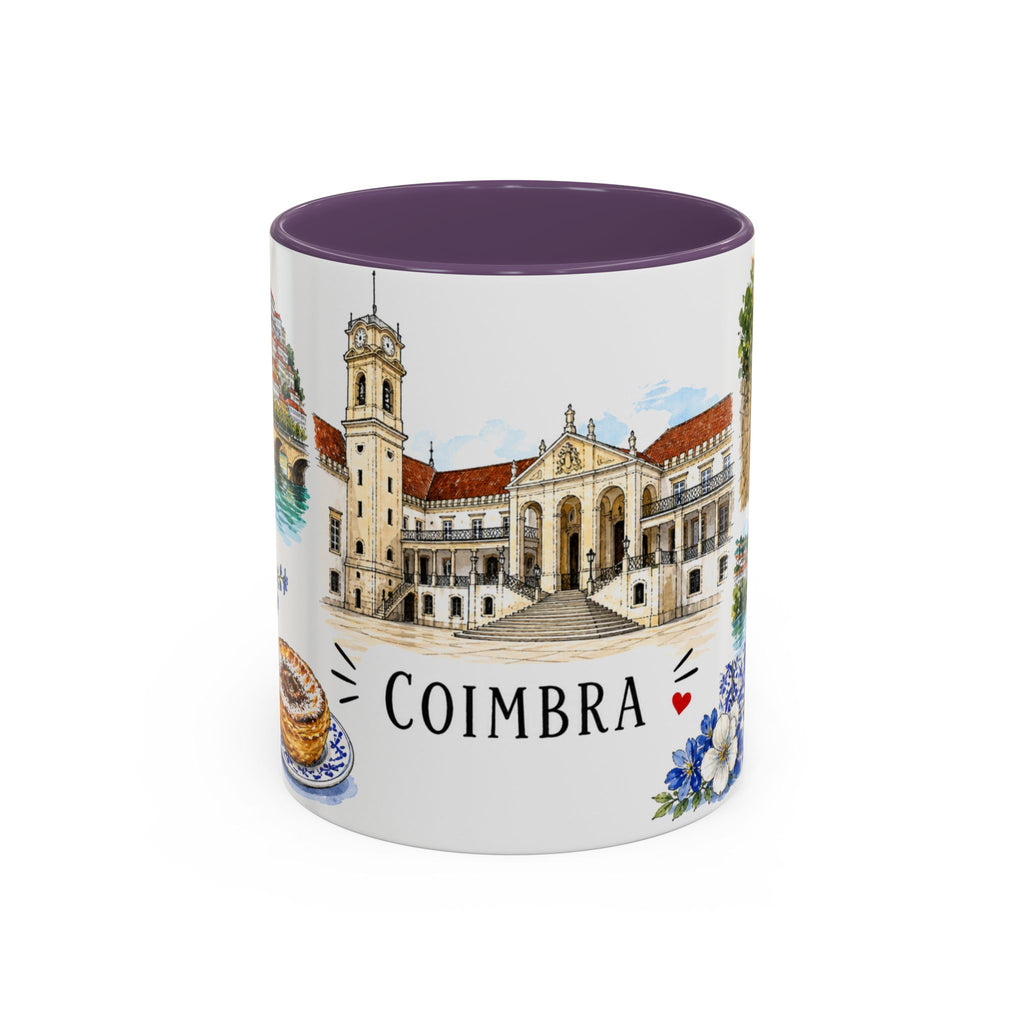 Coimbra Illustrated Travel Mug | City Souvenir Accent Coffee Mug | 11oz 15oz Ceramic Cup