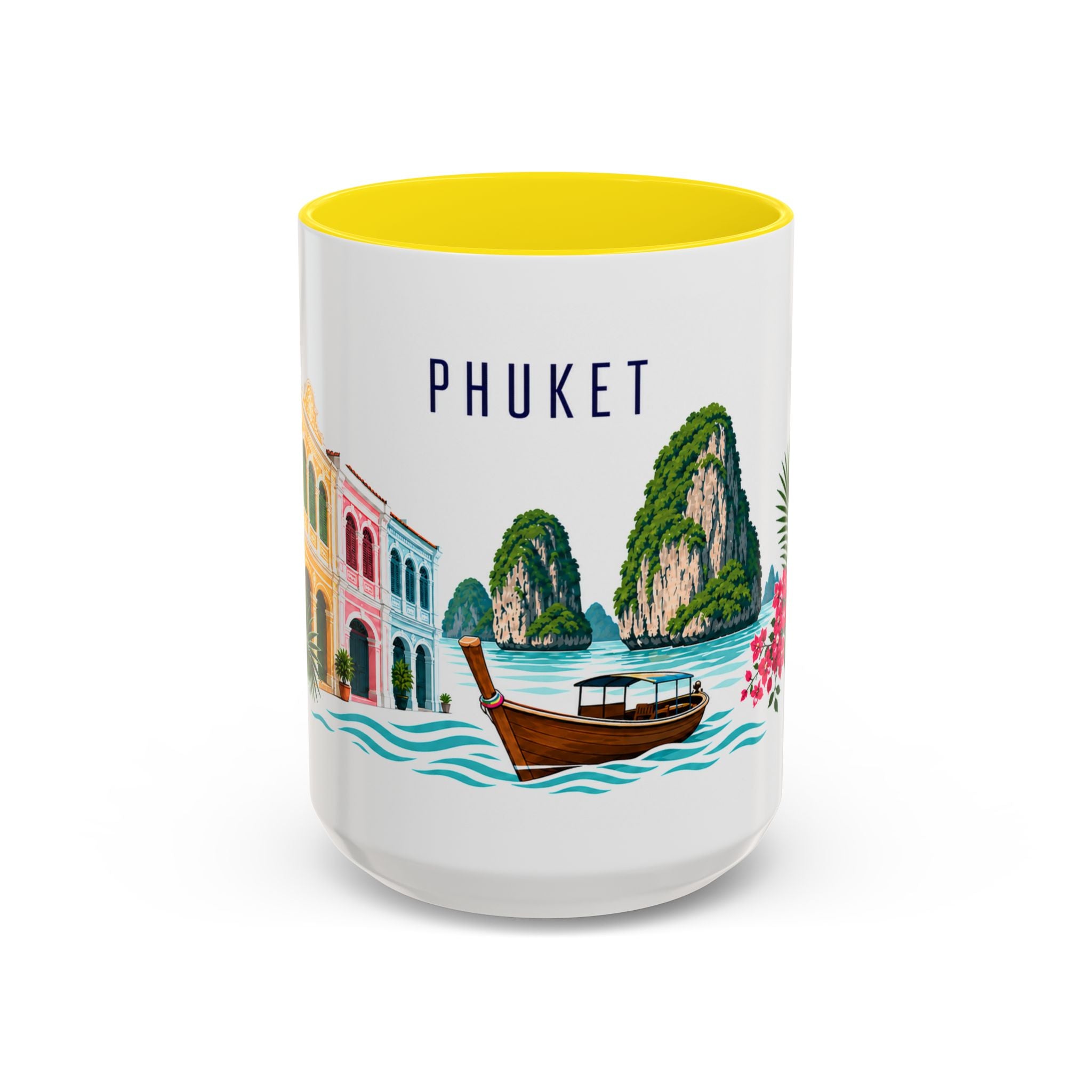 Phuket Coffee Mug | Thailand Travel Souvenir | Porcelain Decal City Gift | 11oz 15oz Accent Mug