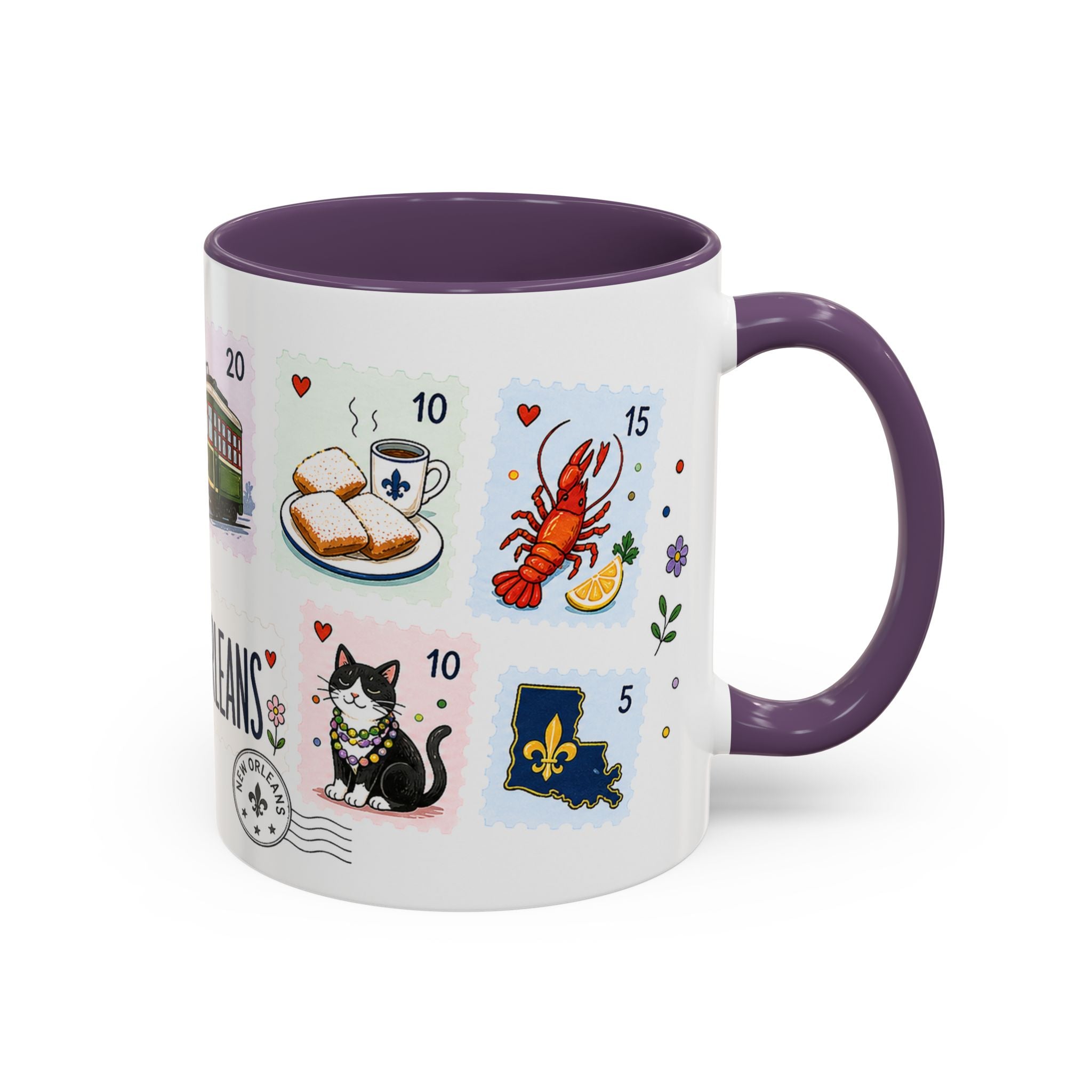 New Orleans Coffee Mug | Postage Stamp Collage Mug | Travel Souvenir Accent Cup 11oz 15oz