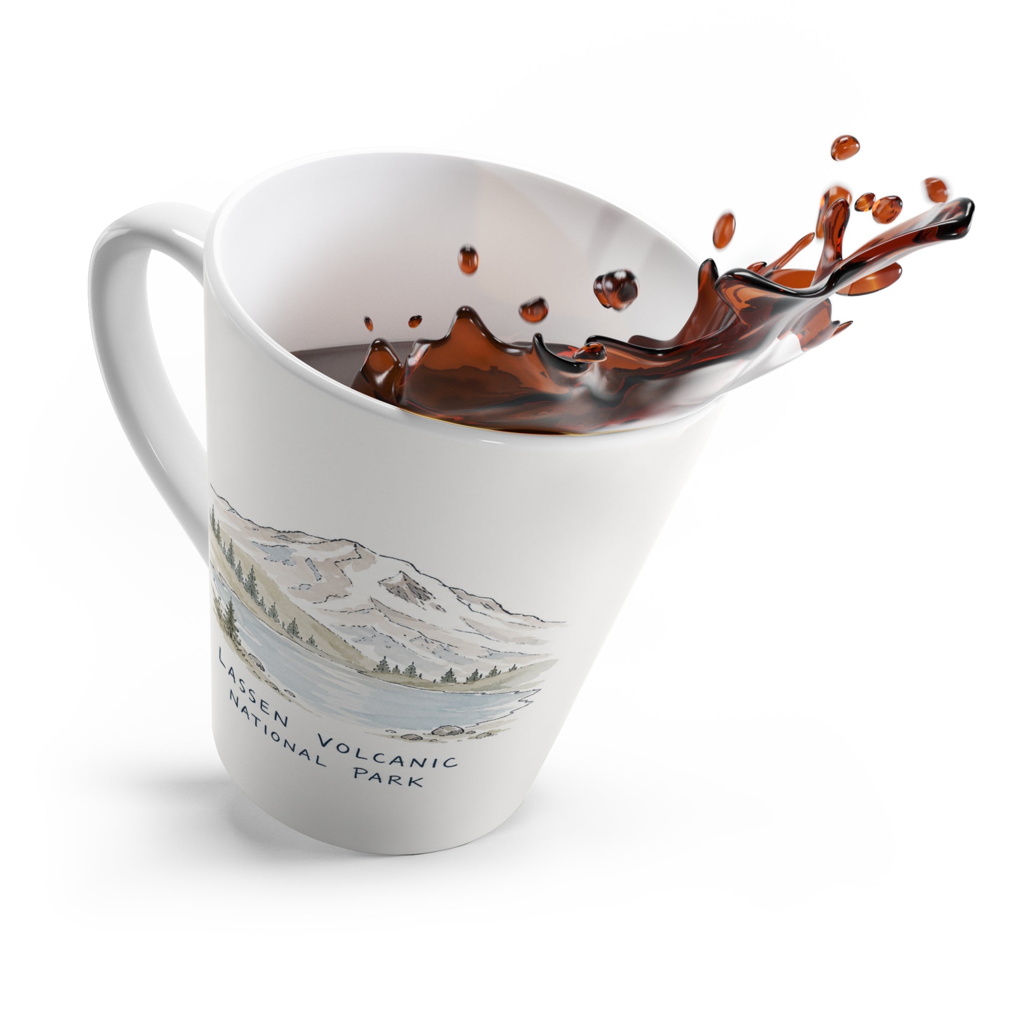 Lassen Volcanic National Park Latte Mug | Pastel Watercolor Nature Coffee Cup | 12 oz Travel Souvenir Gift