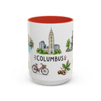 Columbus Illustrated Travel Mug | City Souvenir Accent Coffee Mug | 11oz 15oz Ceramic Cup