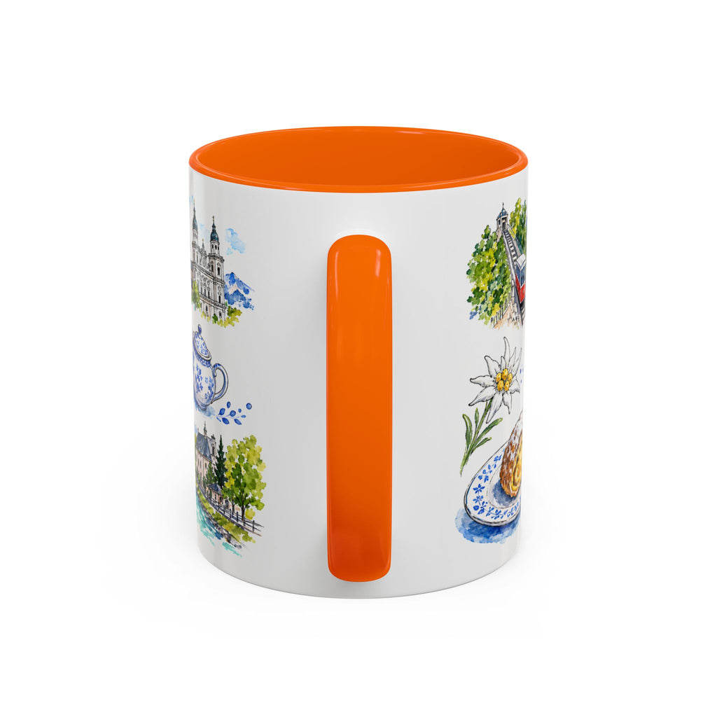 Salzburg Illustrated Travel Mug | City Souvenir Accent Coffee Mug | 11oz 15oz Ceramic Cup