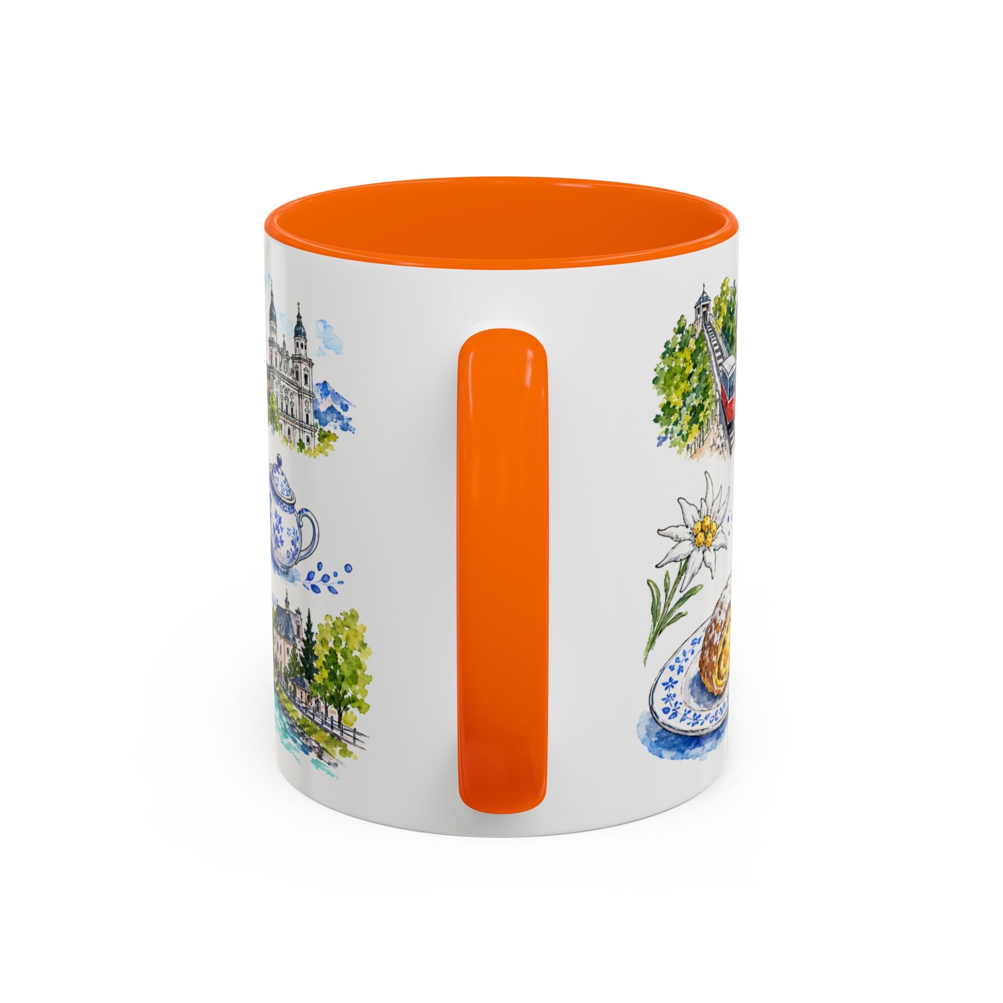 Salzburg Illustrated Travel Mug | City Souvenir Accent Coffee Mug | 11oz 15oz Ceramic Cup