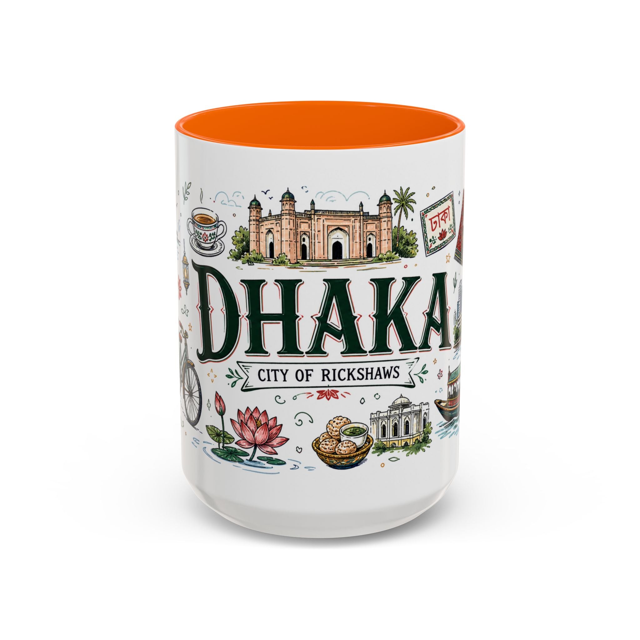 Dhaka Coffee Mug | Bangladesh Souvenir Travel Gift | Accent Color Ceramic 11oz 15oz