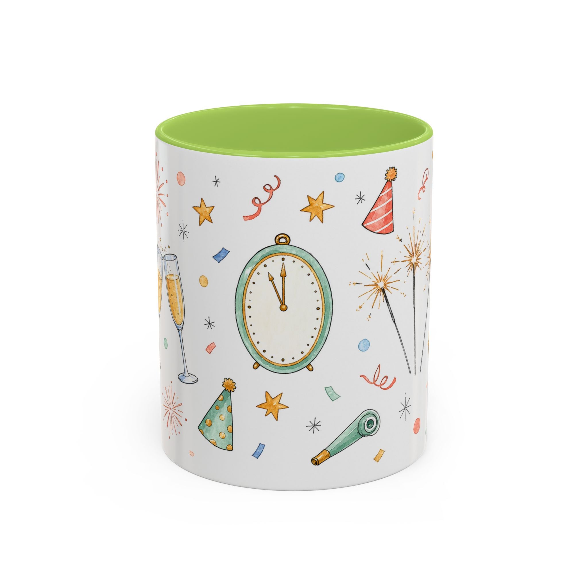 New Year Sparkler Mug | Champagne Toast Watercolor Party Gift | Accent Cup 11oz 15oz