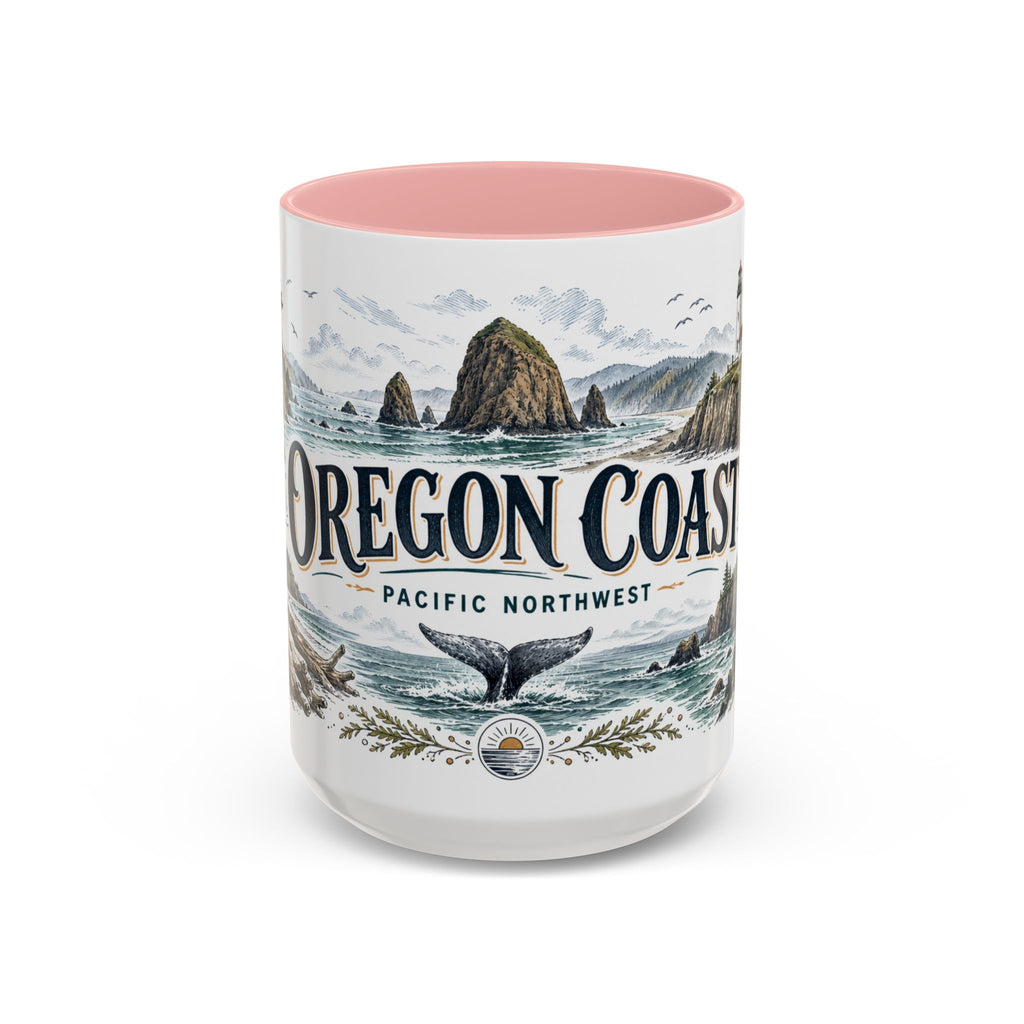 Oregon Coast Mug, Pacific Northwest Travel Souvenir, Bucket List Gift, Accent Ceramic Coffee Mug 11oz 15oz