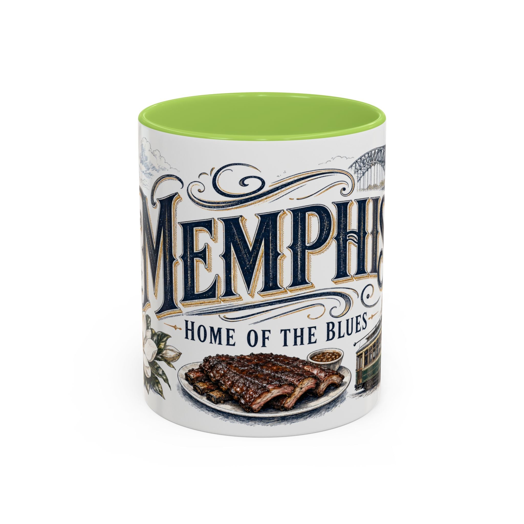 Memphis Coffee Mug | United States Travel Souvenir | Vintage Illustrated City Gift | 11 oz 15 oz Accent Mug