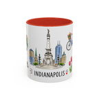 Indianapolis Illustrated Travel Mug | City Souvenir Accent Coffee Mug | 11oz 15oz Ceramic Cup