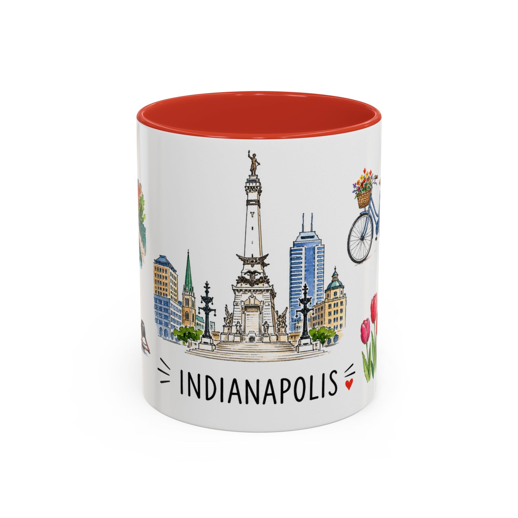 Indianapolis Illustrated Travel Mug | City Souvenir Accent Coffee Mug | 11oz 15oz Ceramic Cup