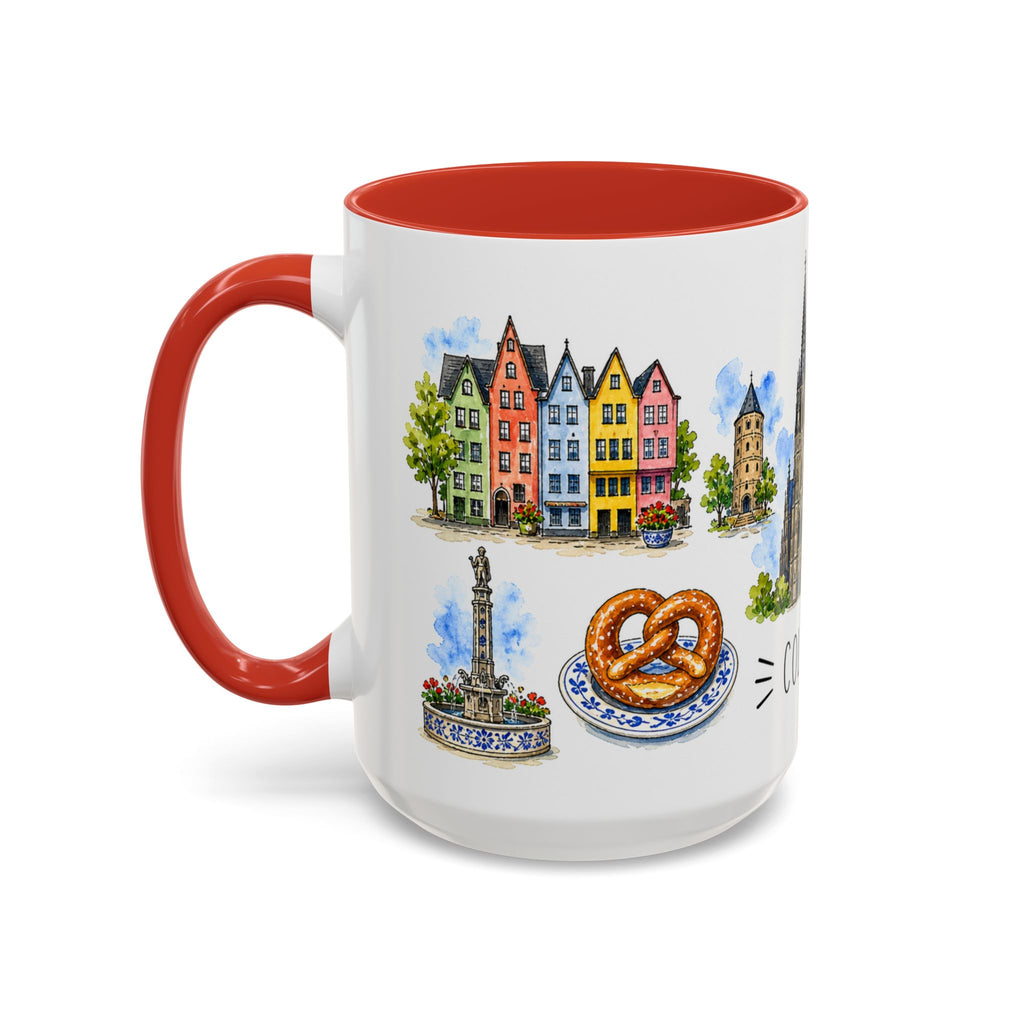 Cologne Illustrated Travel Mug | City Souvenir Accent Coffee Mug | 11oz 15oz Ceramic Cup