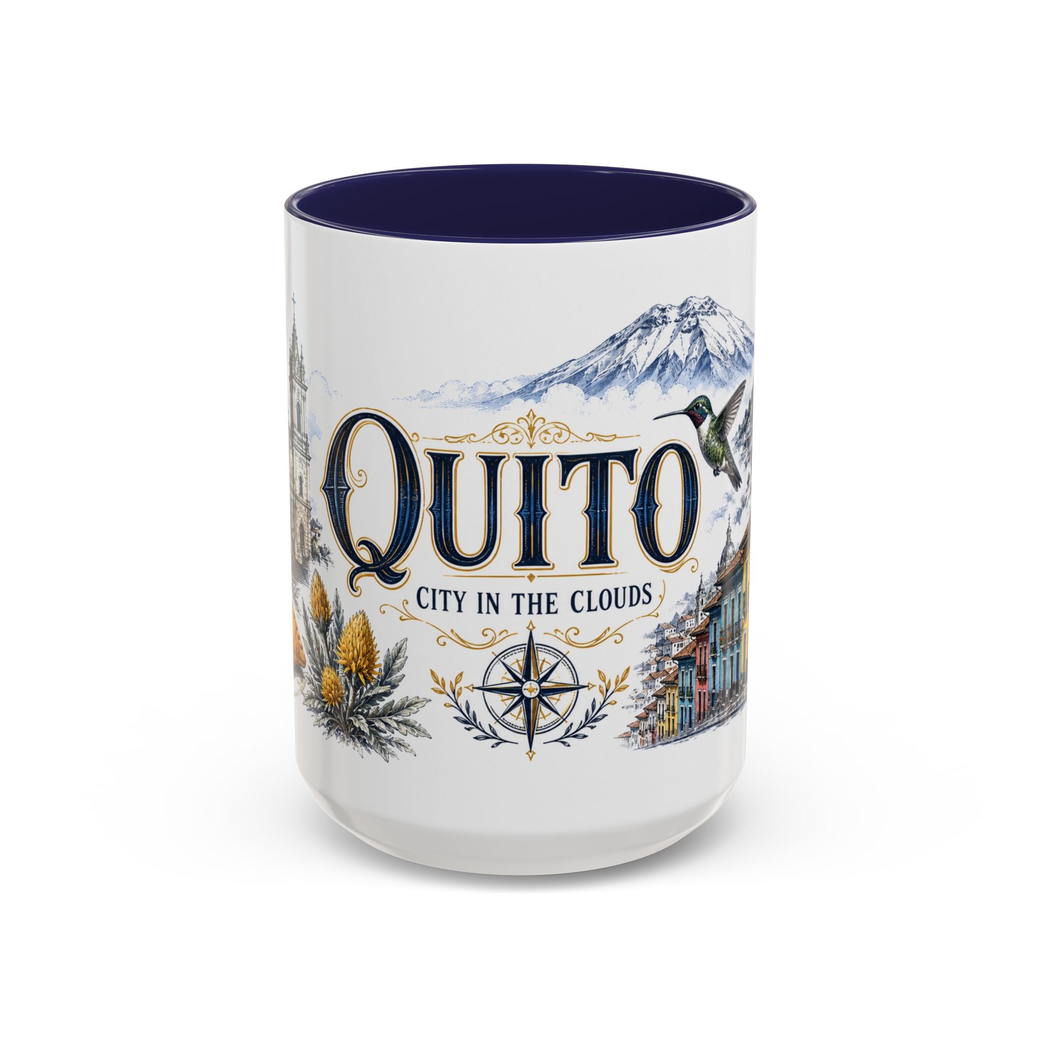 Quito Coffee Mug | Ecuador Travel Souvenir | Vintage Illustrated City Gift | 11 oz 15 oz Accent Mug