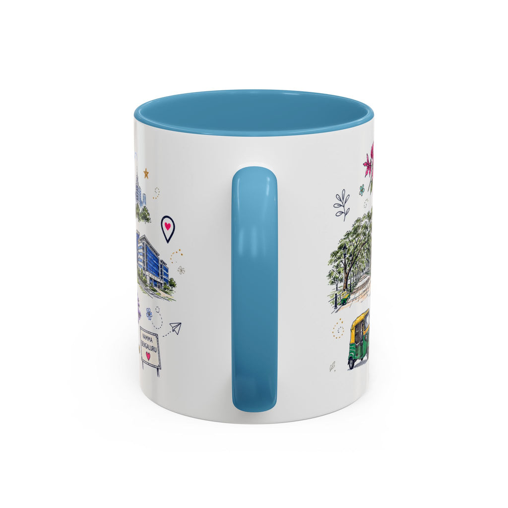 Bangalore Coffee Mug | India Souvenir Travel Gift | Accent Color Ceramic 11oz 15oz